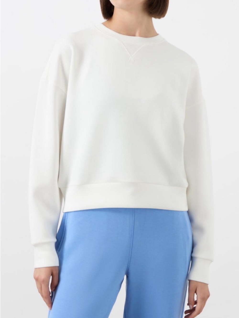 Spanx AirEssentials Light as Air Crewneck White Ultra Soft Relaxed Fit Size S